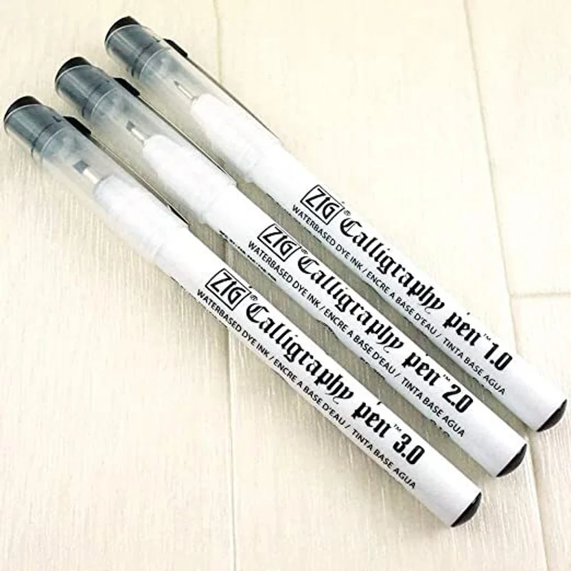 Zig CALLIGRAPHY PEN OBLIQUE Tip BLACK,1mm,2mm,3mm For P...