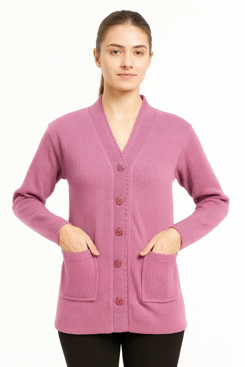 TOLLFREE Women’s V-Neck Button Up Cardigan | Wool Blend Solid Full Sleeve Sweater for Women - Best Price ₹499 at Amazon