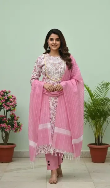 Sadiya Attire Women Cotton Blend Kurta Palazzo Dupatta Set - Best Price ₹297 at Flipkart