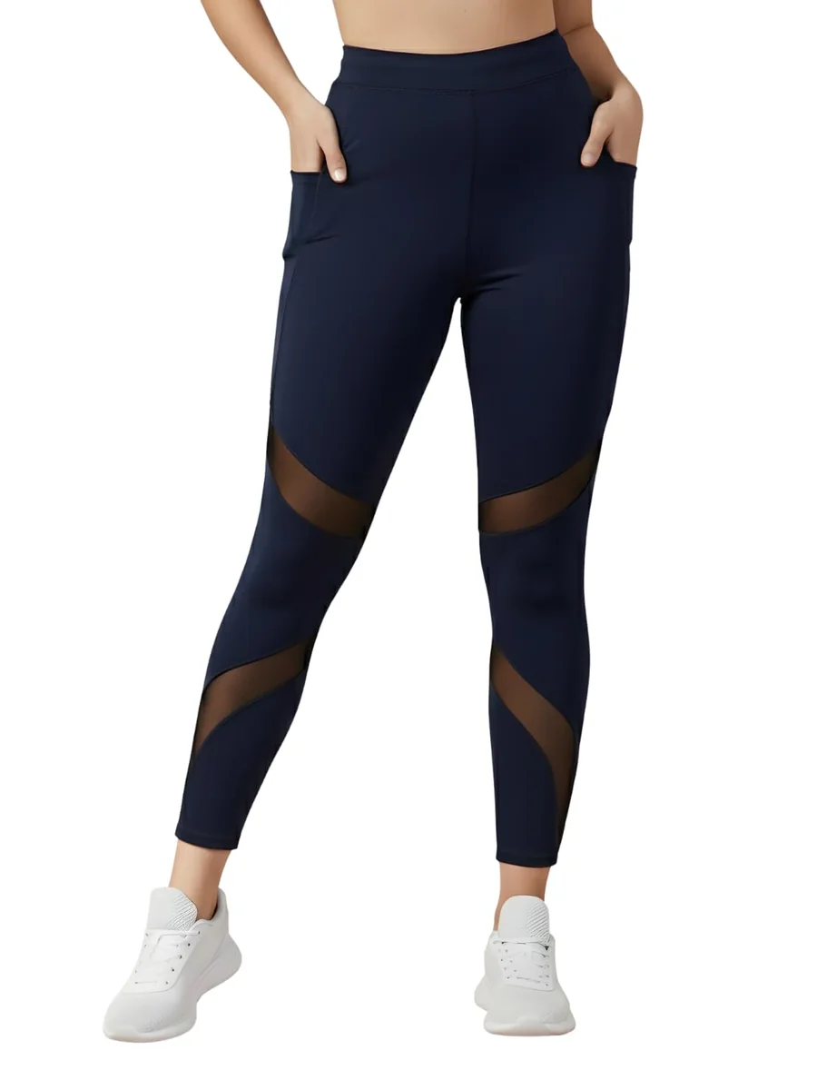 Stretchable Gym Pants for Women Workout : The Ultimate Yoga Pants | Workout Lowers | Gym Track Pants for Woman with Mesh Insert & Side Pockets (2670)