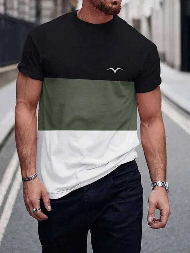 Garimaknitwear Men Colorblock Round Neck Cotton Blend Green T-Shirt - Best Price ₹229 at Flipkart