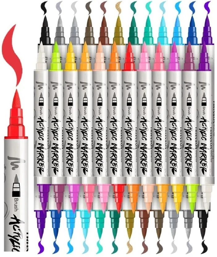 Super Toy 24 Color Shades Dual Tip Acrylic Brush Marker... - Best Price ₹33 at Amazon