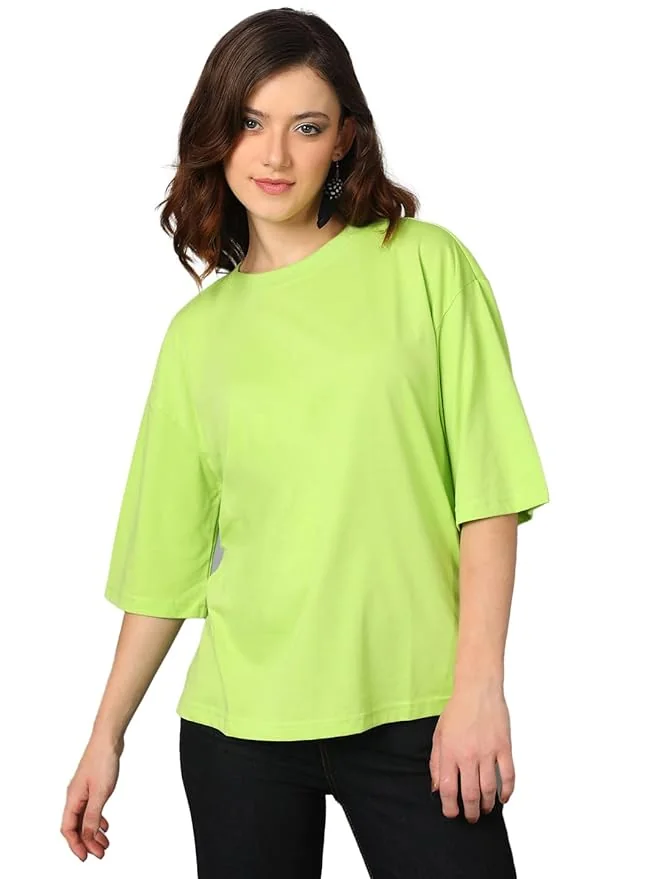 KOTTY Women's Solid Oversized Fit T-Shirt - Best Price ₹246 at Amazon