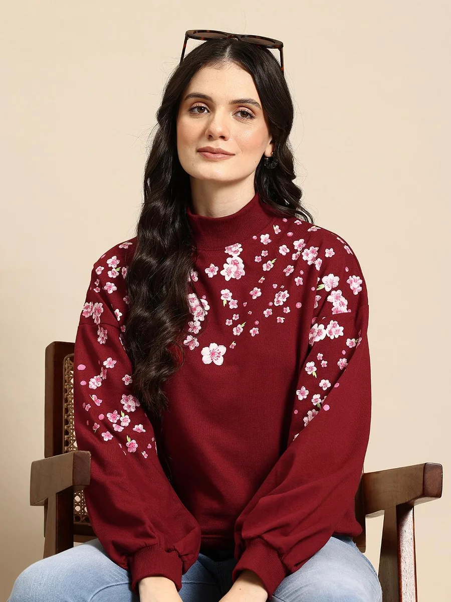 Floral Printed Sweatshirt - Best Price ₹599 at Myntra