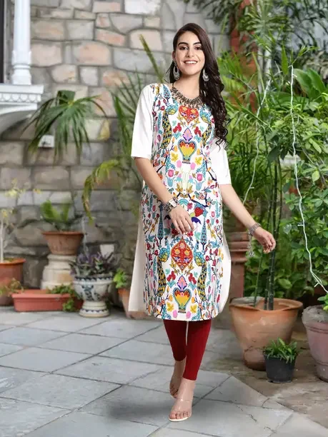 EthnicBasket Women Printed Crepe A-line Kurta  (Multicolor)