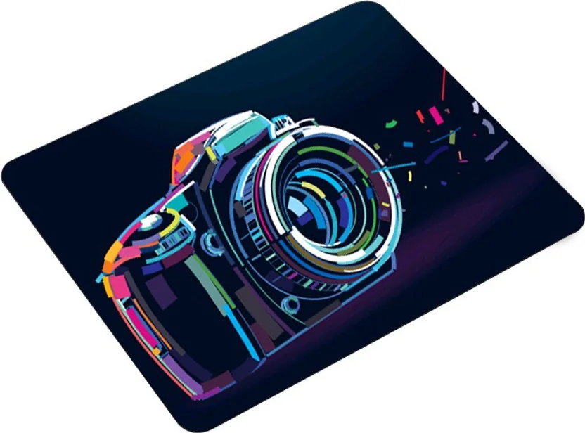 ADITI Designs Camera Theme on Black theme Non Slip Base...