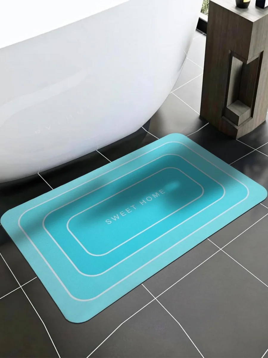 Blue Printed Microfibre 300 GSM Anti-Skid Bath Rug - Best Price ₹113 at Myntra