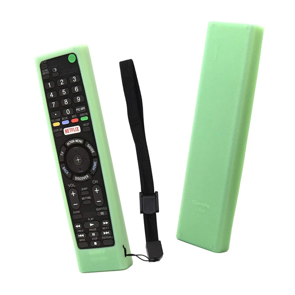 SIKAI CASE Shockproof Skin-Friendly Washable with Lanyard Silicone Case for Sony RMF-TX300U RMT-TX200U RMT-TX102U RMF-TX200U Android TV Voice Netflix Remote (Glow in Dark Green)