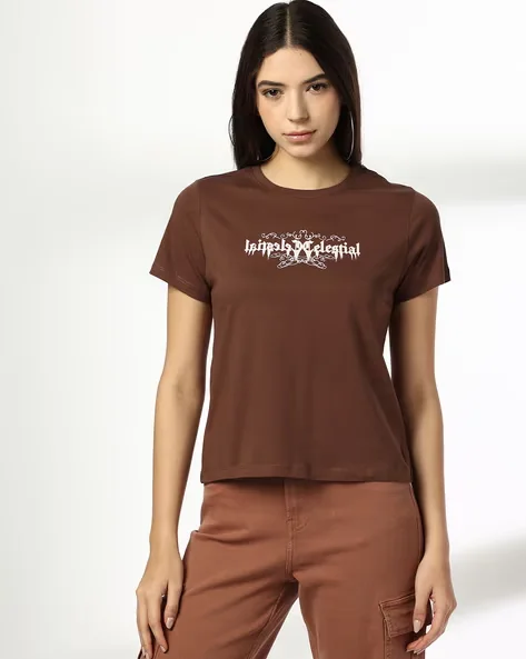 Women Celestial Print Regular Fit Crew-Neck T-Shirt