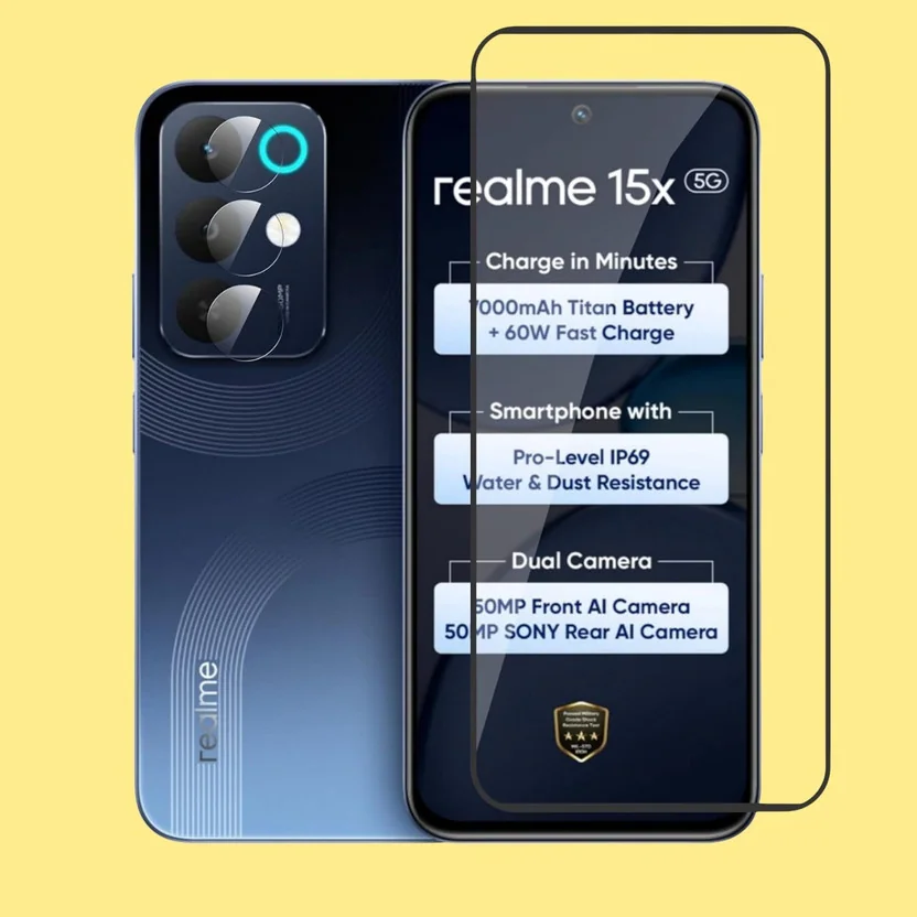 GORILLA FIVE Tempered Glass Guard for Realme-15x 5G, RL...