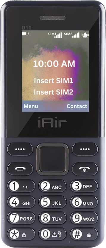 IAIR D10 Mini Dual Sim Keypad Phone | 1800 mAH Battery & Big 1.7 Inch Display