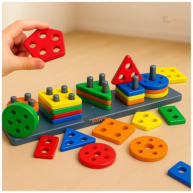 EITHEO Geometric Angle Blocks for Kids | 26 Pcs Montessori Sorting & Stacking Educational Toy | Colorful Shape Sorter Puzzle for Toddlers 1-3 Years | Learning Activity Toy for Boys & Girls - Best Price ₹99 at Amazon