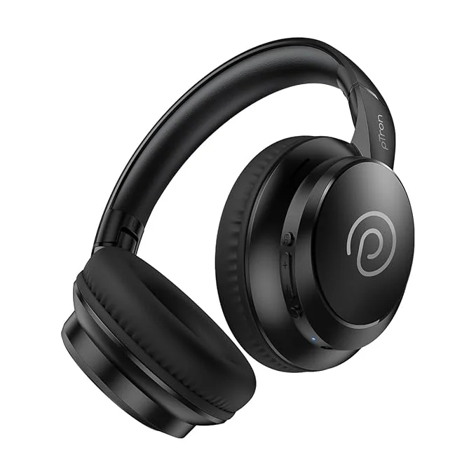 pTron Studio Evo 70hrs Playtime Wireless Over Ear Headphones with HD Mic, Low-Latency Game/Movie/Music Modes, Punchy Bass, BT5.3, Dual Device Pairing, Voice Assistant & Type-C Fast Charging (Black) - Best Price ₹699 at Amazon