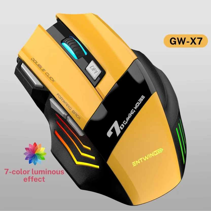 ENTWINO X7 YELLOW WIRELSS GAMING MOUSE Wireless Right H...