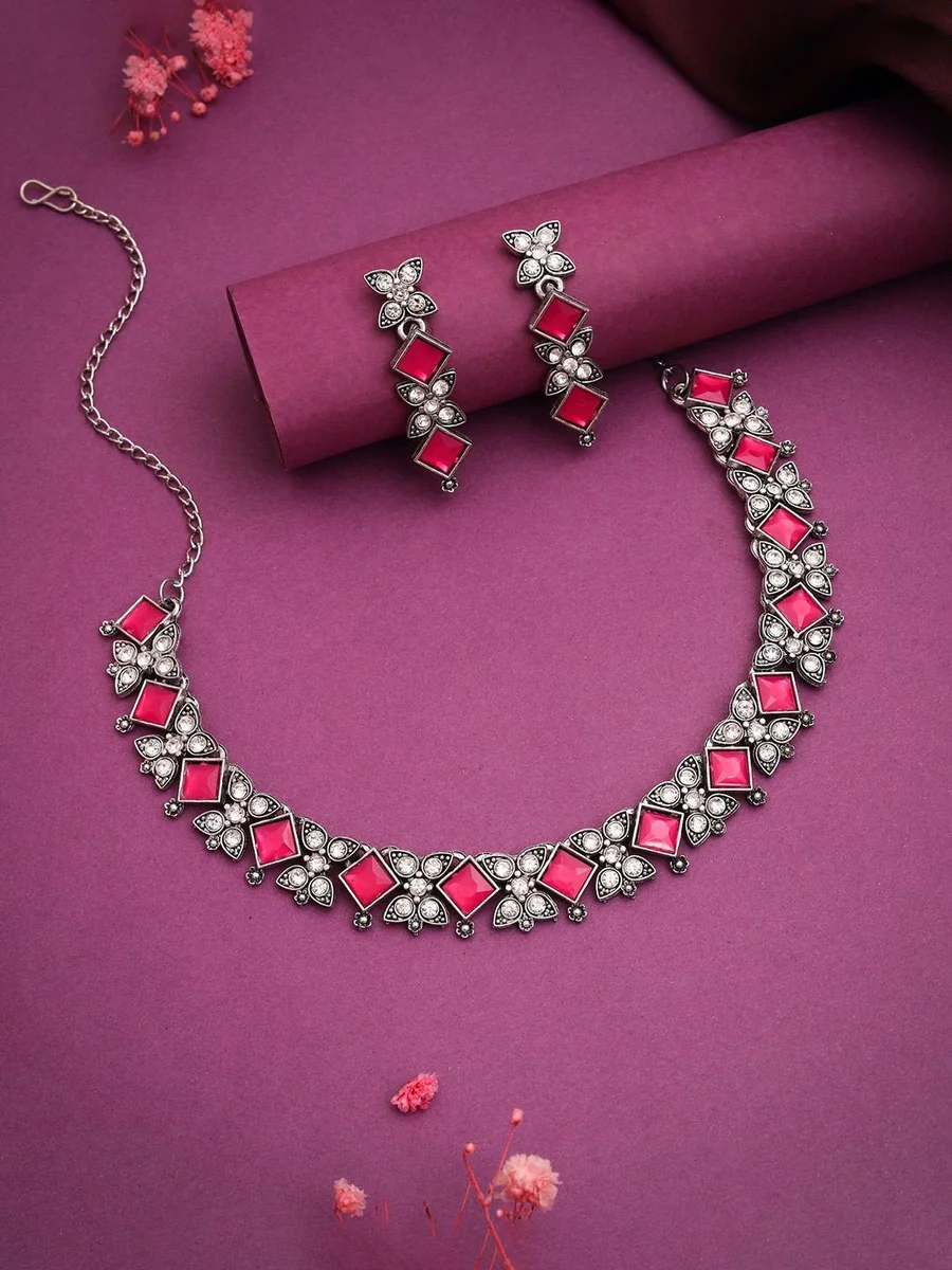 Silver-Plated American Diamond Studded Jewellery Set - Best Price ₹599 at Myntra
