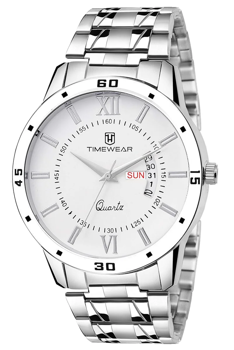 TIMEWEAR Analog Day Date Functioning Stainless Steel Chain Watch for Men - Best Price ₹319 at Amazon