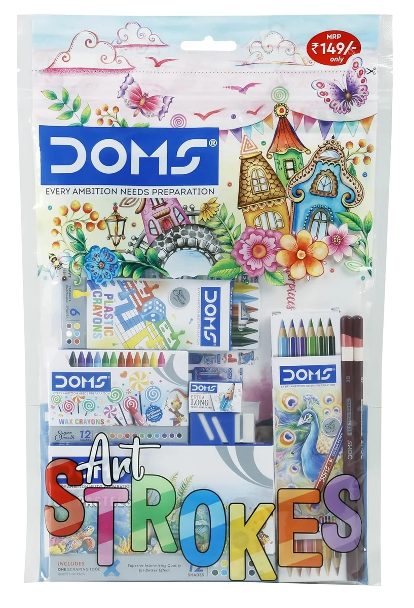 Doms Art Strokes Kit | Perfect Value Pack | Kit for Creative Minds | Gifting Range for Kids | Combination of 10 Stationery Items | Pack of 1 - Best Price ₹149 at Amazon