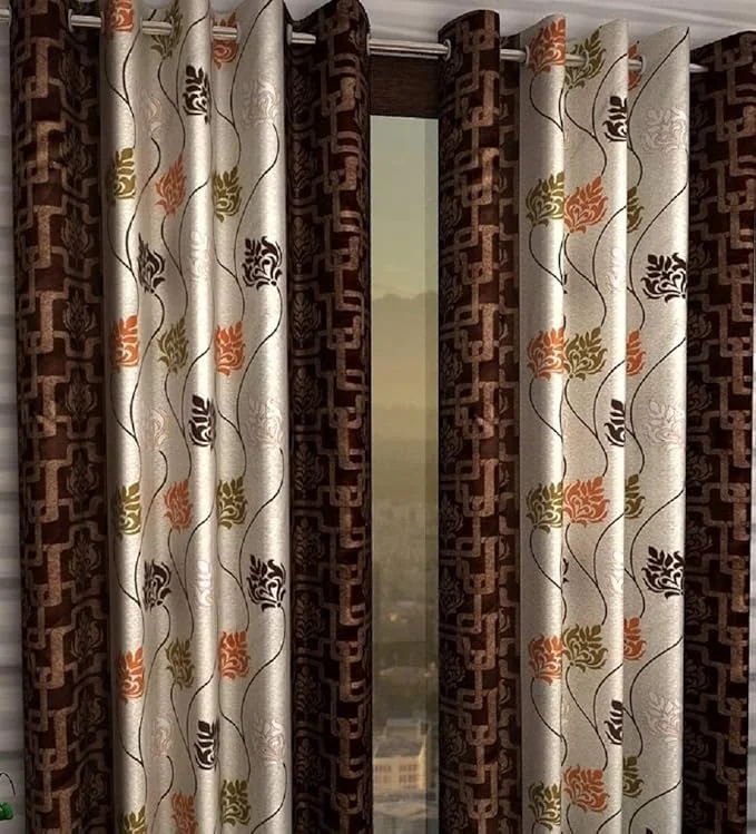 Farrell Décor 1 Piece Polyester Floral Pattern Grommet Curtains Window (Medium Brown, 4 X 5 Feet) - Light-Filtering - Best Price ₹89 at Amazon