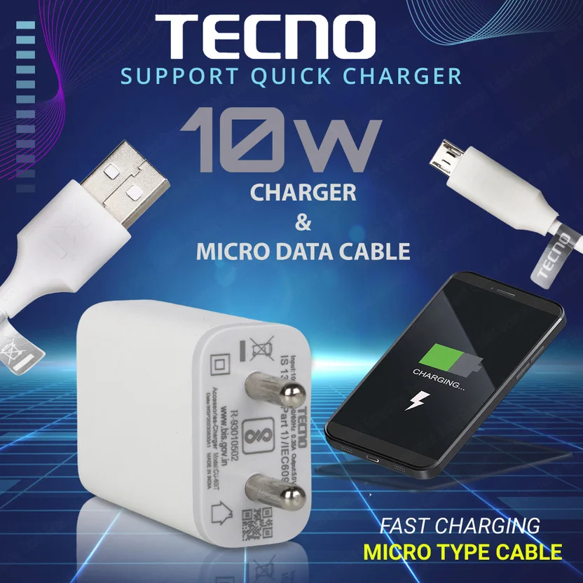 Tecno 10 W Quick Charge 2 A Wall Charger for Mobile