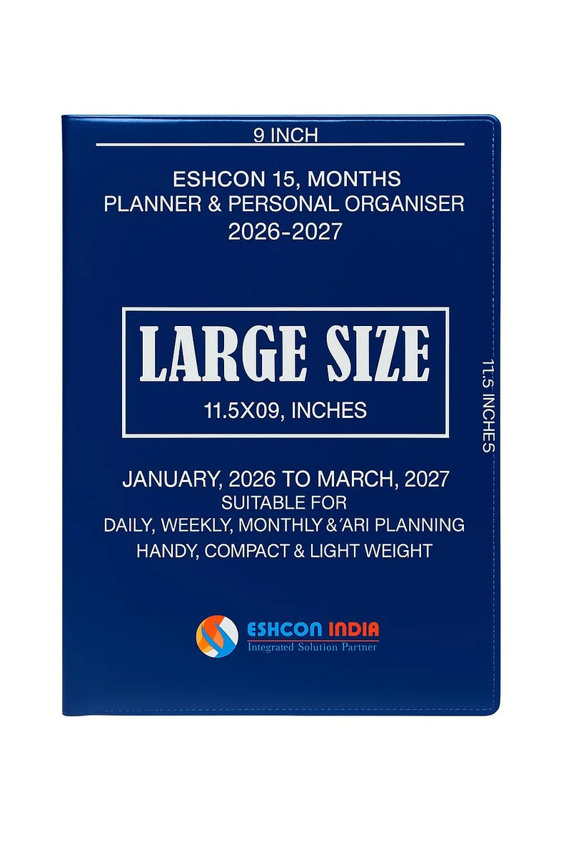 Eshcon LARGE/BIG SIZE Monthly & Yearly Monitor Personal Organiser Planner Habit Tracker (Size: L29xW22.5 cm) 15 Month Memoranda [2026-27] [Style May Vary]