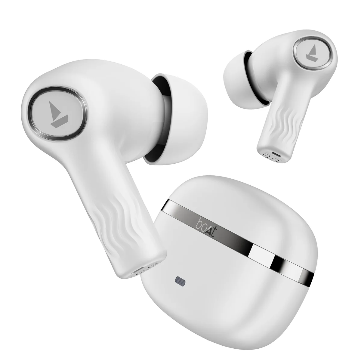Boat Nirvana Ion, 120HRS Battery, Crystal Bionic Sound w/Dual EQ Modes, 4Mics ENx, App Support, Low Latency, IPX4, v.5.2 Bluetooth TWS in Ear Earbuds Wireless Earphones with mic (Ivory White)
