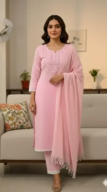 POSHAKTEXTILES Women Khadi Cotton Kurti Pant Attached Dupatta Set - Best Price ₹353 at Flipkart