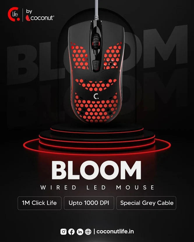 COCONUT BLOOM RGB Wired Ambidextrous Optical Gaming Mo...