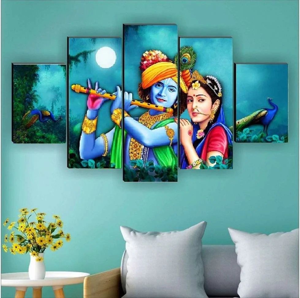 Set Of 5(5P-8900) Radha Krishna Modern Art Home Décor 5 MDF Panal 3D Digital Reprint 17 inch x 30 inch Painting - Best Price ₹202 at Shopsy