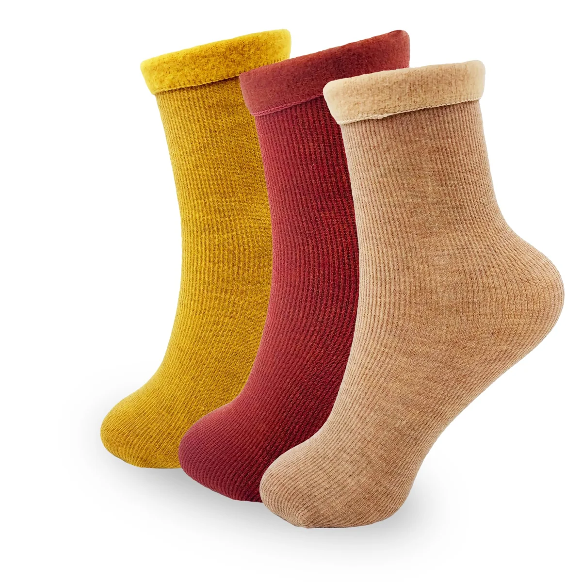 Winter Women Socks Ultra Heavy Warm 4 Pairs No-Thumb, Plush Winter Crew Socks for Hiking & men women for Gifting Boot Length, Cozy & Soft for Extreme Cold Weather