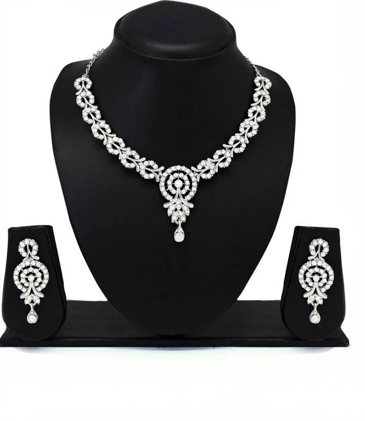 Alloy Rhodium White Jewel Set  (Pack of 1) - Best Price ₹199 at Flipkart