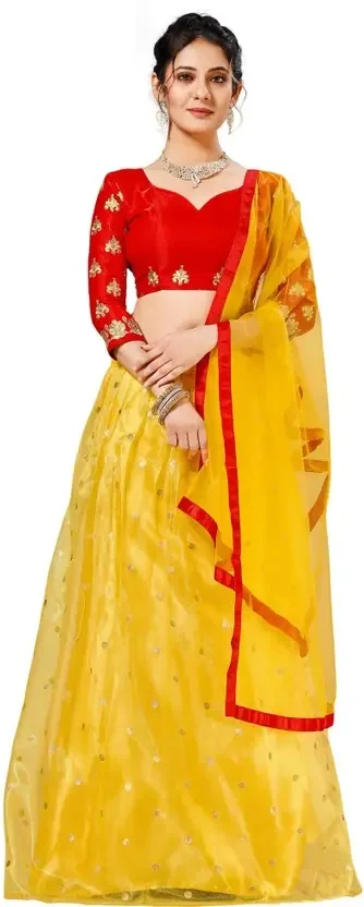 Rivazz Creation Printed Semi Stitched Lehenga Choli  (Red) - Best Price ₹269 at Flipkart