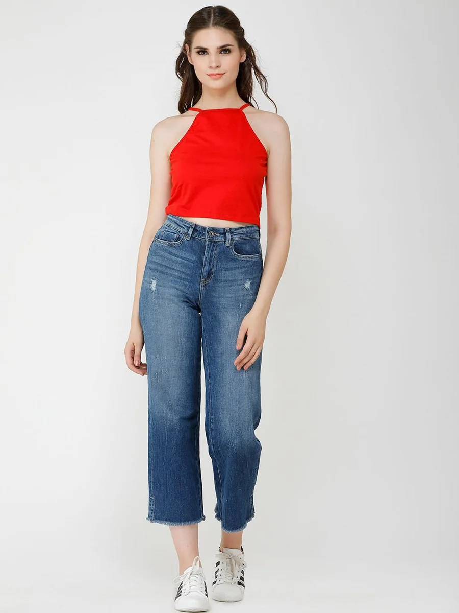Women Sleeveless Fitted Crop Top - Best Price ₹198 at Myntra