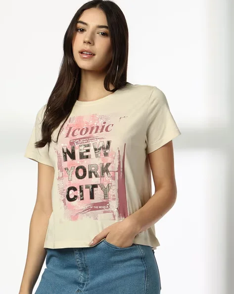 Women Printed Regular Fit Round-Neck T-Shirt