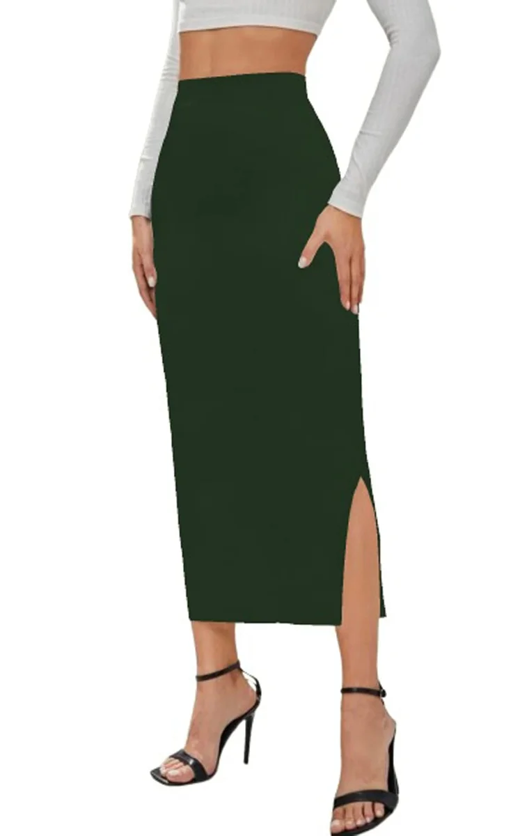 Women's Highwaist Midi Pencil Skirt Bodycon Like Saree Shapewear Petticoat Casual with Elastic Waist | Skirts for Women