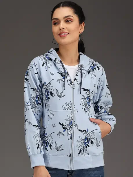 eWools Women Full Sleeve Floral Print Hooded Sweatshirt - Best Price ₹518 at Flipkart