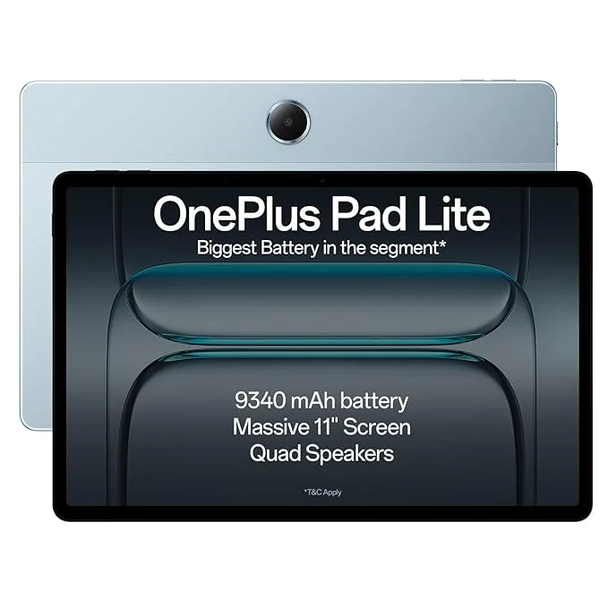 OnePlus Pad Lite with Biggest Battery in Segment 9340 mAh, Massive 11" (27.94 cm) Display with 500 nits Brightness & 11 Hours of Video Playback, 6GB RAM 128GB Storage, Wi-Fi Connectivity, Aero Blue - Best Price ₹13999 at Amazon