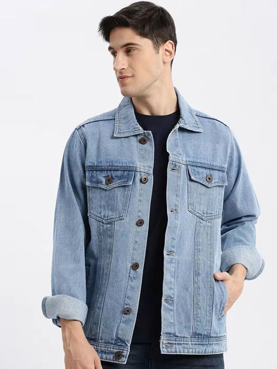 Spread Collar Long Sleeves Regular Fit  Denim Jacket - Best Price ₹599 at Myntra