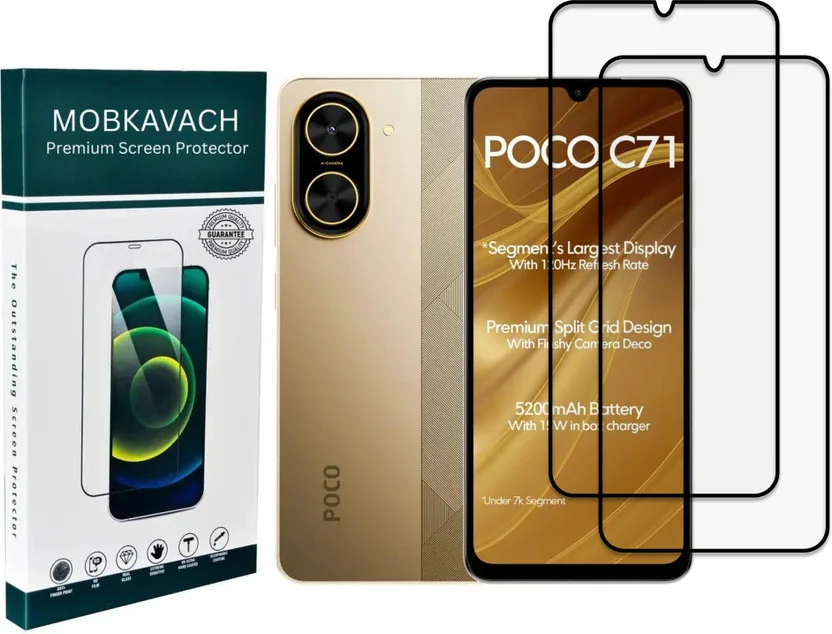 MOBKAVACH Edge To Edge Tempered Glass for POCO C71 5G,p...