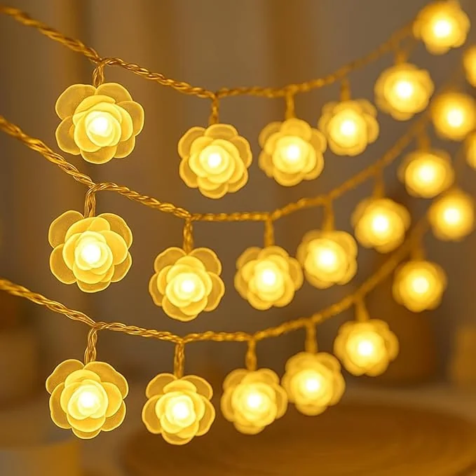 Desidiya® 14 LED Rose String Diwali Lights for Decoration for Home Warm White 3 Meter Decorative Fairy Lights for Diwali, Christmas, Wedding, Party, Home & Patio Decorative Lightning for Living Room - Best Price ₹284 at Amazon