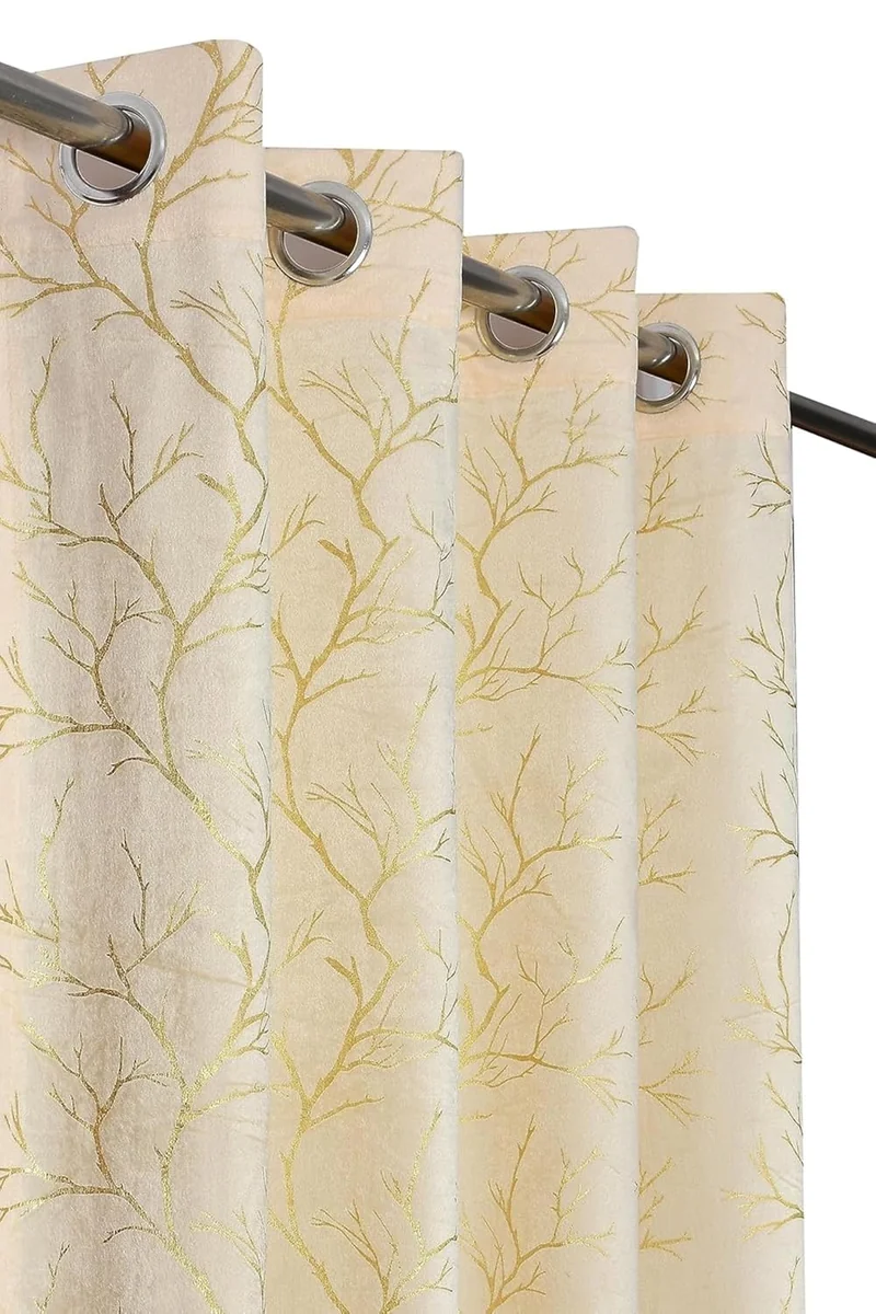 Premium Velvet Foil Blackout Curtains for Living Room & Bedroom | 7ft Long Door Parda| Light Blocking, Noise Cancelling, Designer Drapes (Set of 1 Pcs, Cream Colour) 7 feet (48 X 84 Inch) - Best Price ₹251 at Amazon