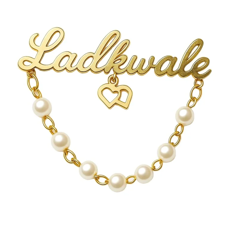 Ladkiwale Gold Plated Pin Brooch for Men & Women | Brass Metallic Wedding Brooch | Royal Bride Side Accessory (3 x 2.5 Inch)