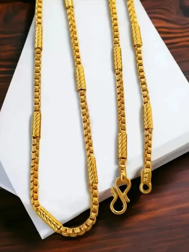 GAFUT One Gram Imported Round Pipe Designer 24 Inch Long Gold-plated Plated Brass Chain - Best Price ₹113 at Flipkart