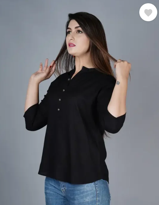 Angarkha Casual Regular Sleeves Solid Women Black Top - Best Price ₹198 at Flipkart