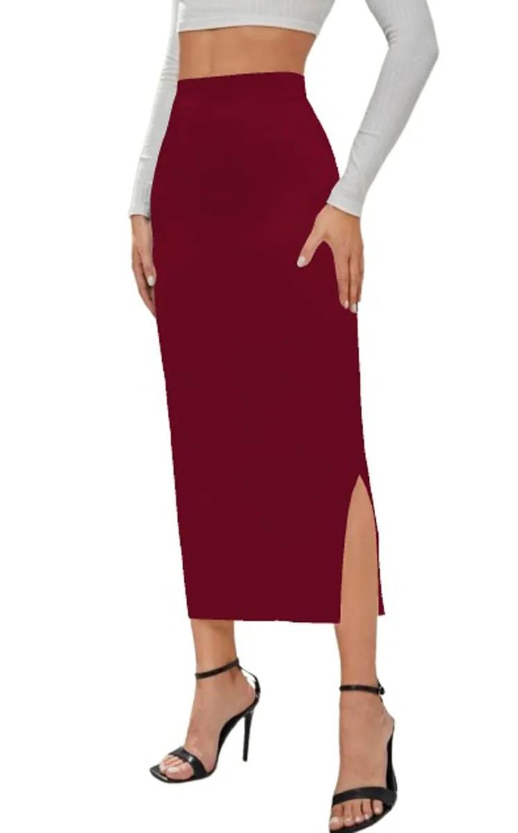 Women's Highwaist Midi Pencil Skirt Bodycon Like Saree Shapewear Petticoat Casual with Elastic Waist | Skirts for Women