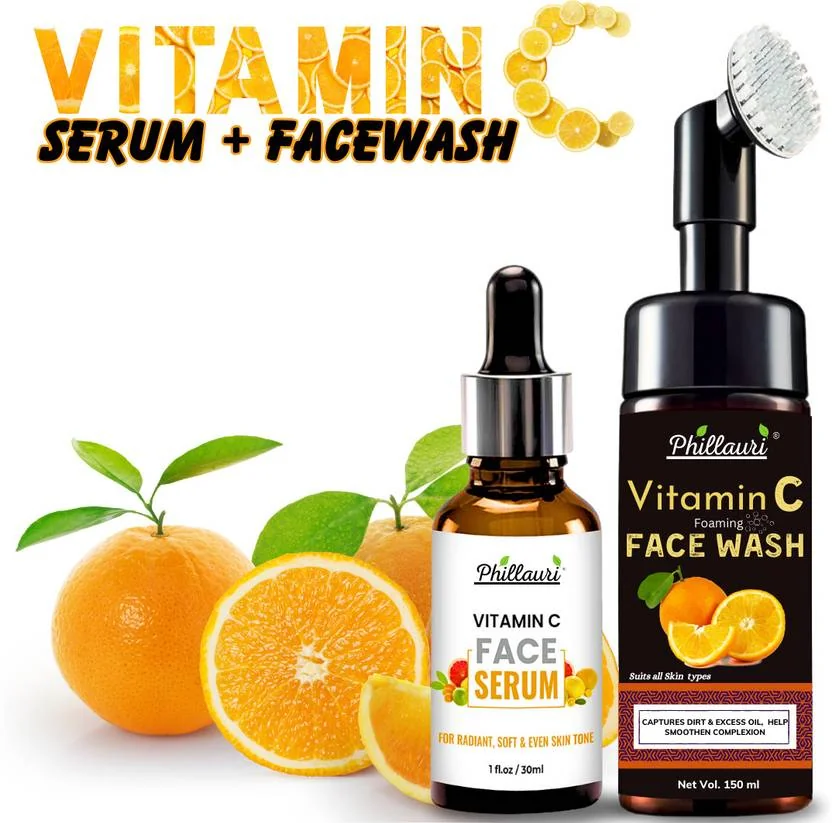 Phillauri Naturals Bright Complete Vitamin C Face Wash and face serum  (2 Items in the set) - Best Price ₹172 at Flipkart