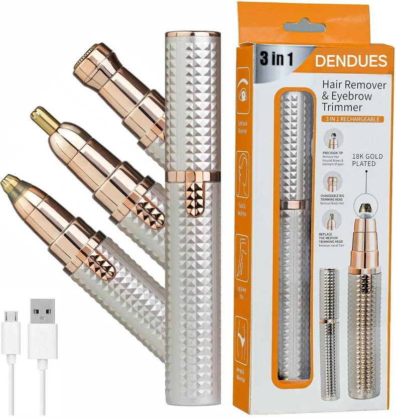 DENDUES 3-in-1 Eyebrow Trimmer for Women | Face Hair Re...