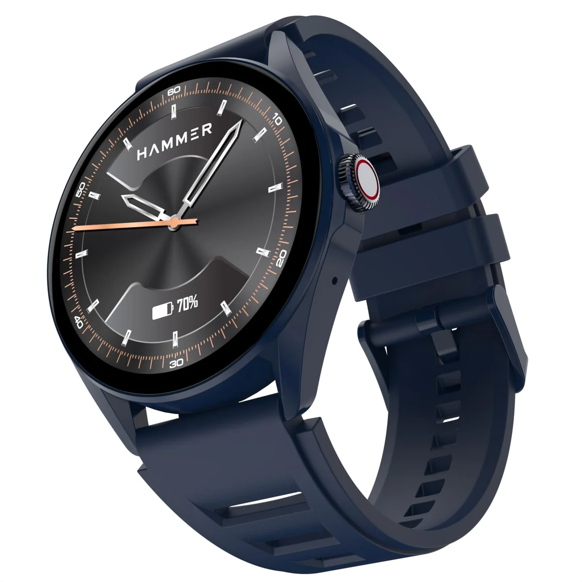 HAMMER Cyclone 1.39" Round Dial Smart Watch with Calling Function, High Refresh Rate, Multi Sports Modes, Spo2, HR, Voice Assistant (Navy Blue)