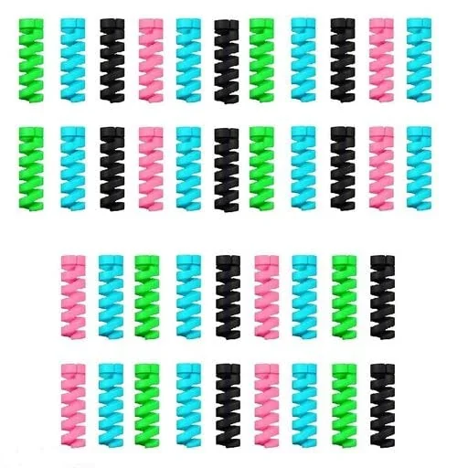 Inefable (Set of 10-40Pcs) Multicoloured Protection Spiral Cable & Wire Protectors Spring Wire for All Wired Accessories for USB Charger, Data Cable, Earphone, Elastic Cord Saver