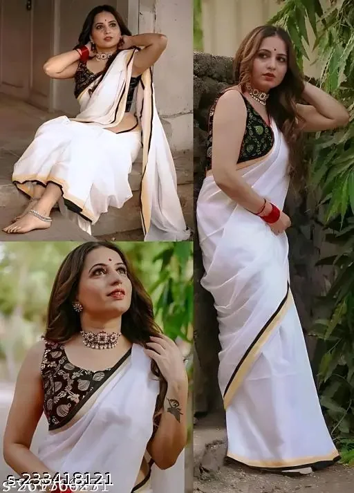 Chanderi Cotton Golden Border White Kasav Saree New Latest Desing Saree  dailywear fancy saree - Best Price ₹166 at Meesho