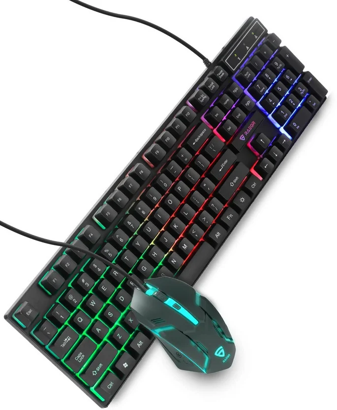RAEGR RapidGear X30 Wired Rainbow Backlight Keyboard an...